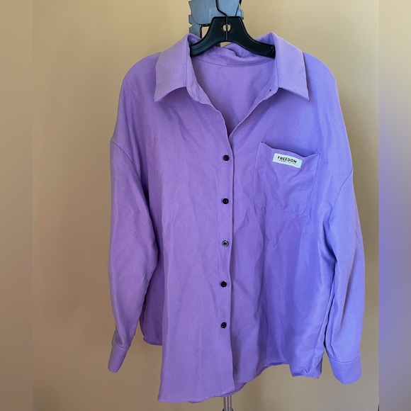 Shein Curvy long sleeve button down top in a periwinkle color. Size 1X. - Picture 1 of 4